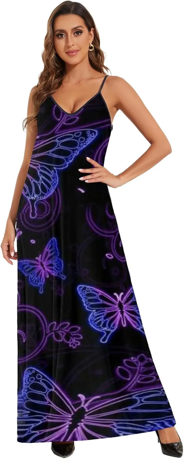 Women's Maxi Sunflower Dresses Sleeveless Long Tie Dye Dress Casual Sundresses with Pockets