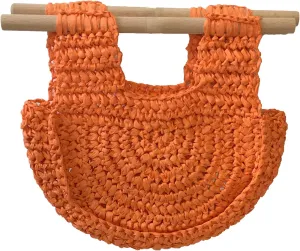 Women's Millie Crochet Raffia Half Moon Clutch