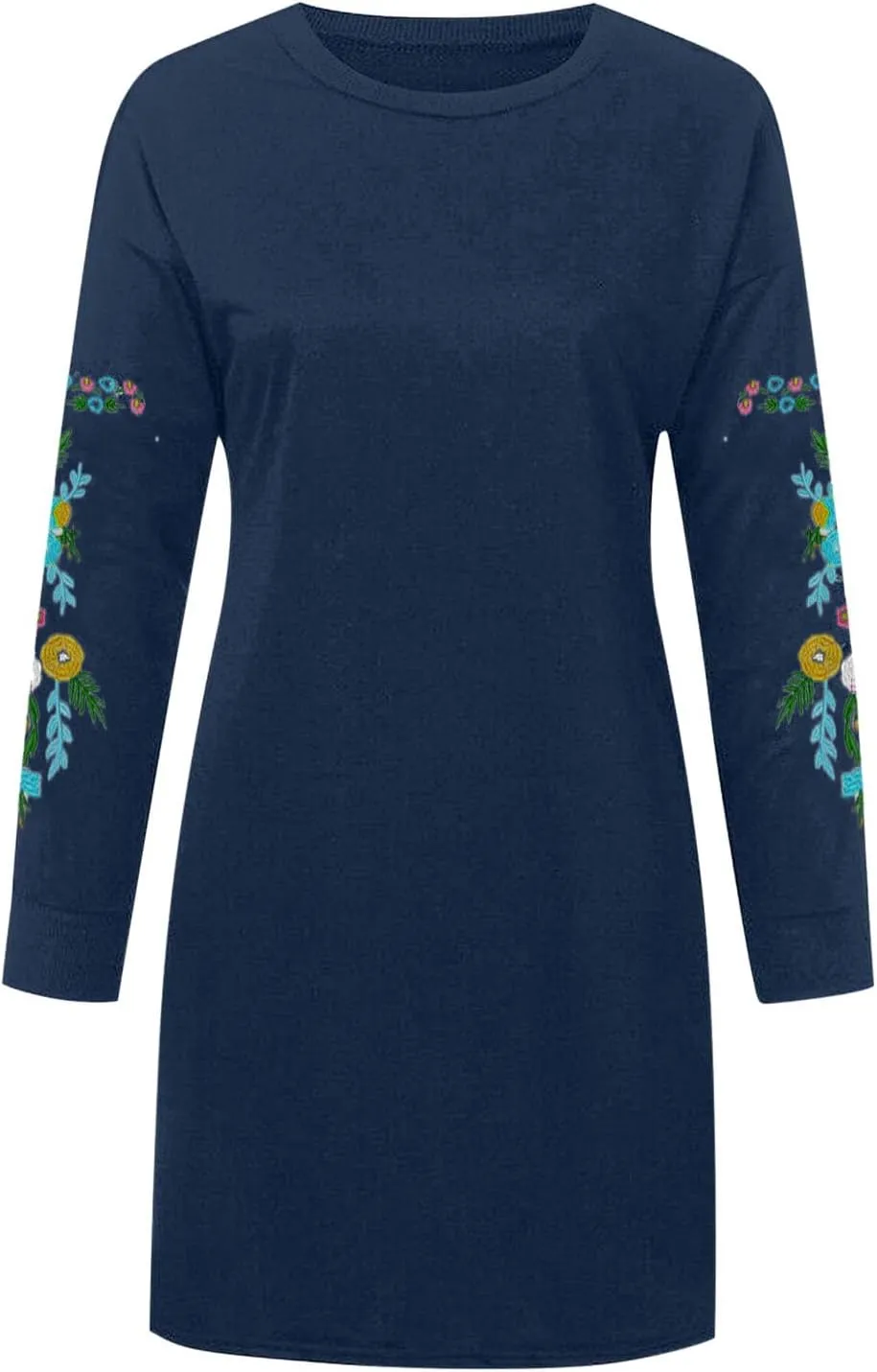 Womens Oversized Hoodies Sweatshirt Dresses Embroidered Long Sleeve Casual Tunic Dresses Loose Fit Fall Mini Dresses
