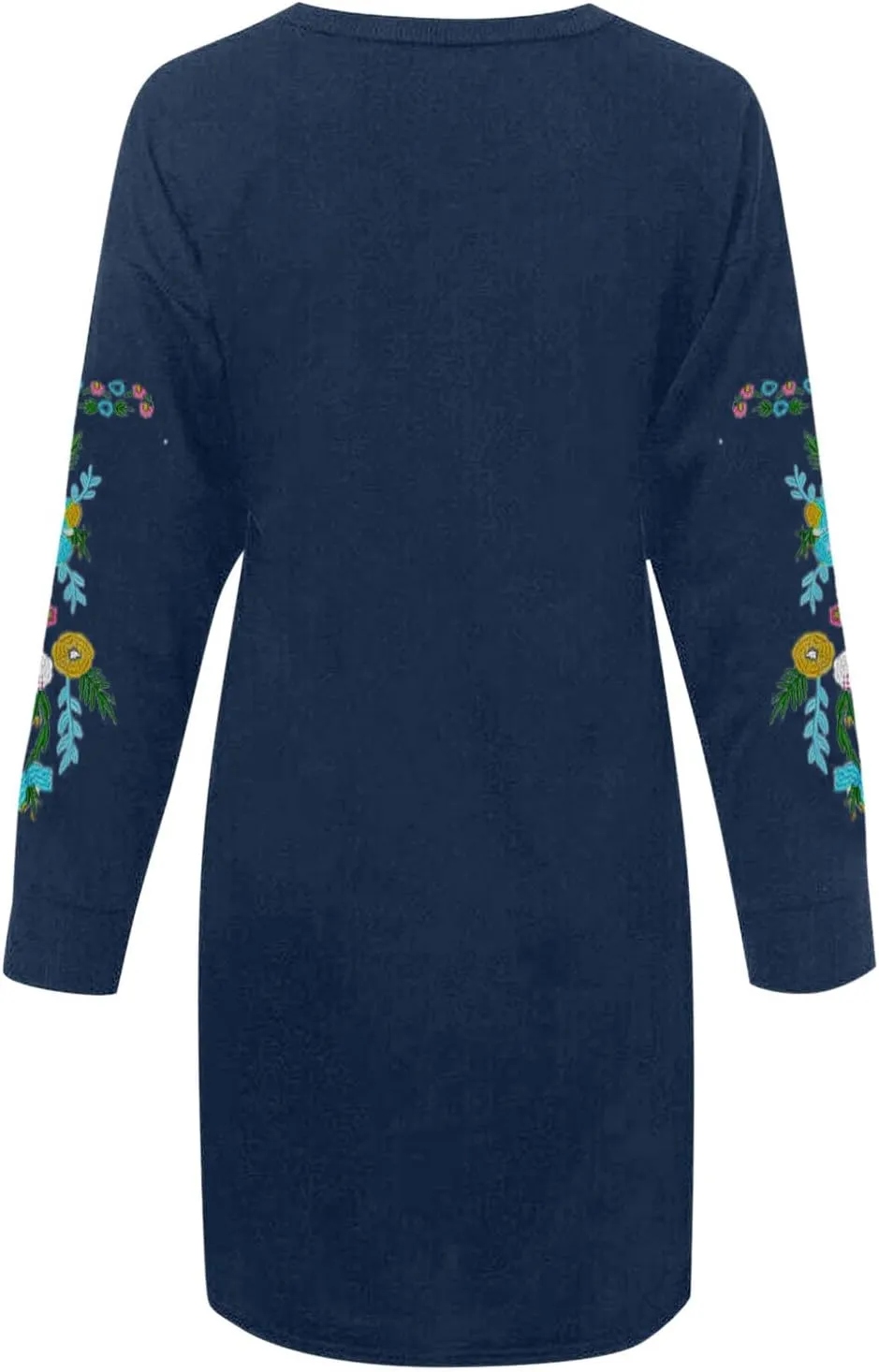 Womens Oversized Hoodies Sweatshirt Dresses Embroidered Long Sleeve Casual Tunic Dresses Loose Fit Fall Mini Dresses