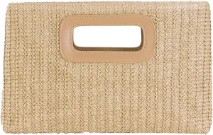 Womens Raffia Top Handbags Straw Clutch Purses for Women Woven Crossbody Bags with Chain Summer Beach Bag Holiday