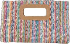 Womens Raffia Top Handbags Straw Clutch Purses for Women Woven Crossbody Bags with Chain Summer Beach Bag Holiday