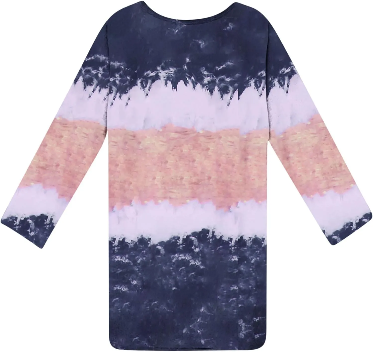 Womens Spring Dresses,Flowy Tie Dye Plus Size Dresses Crewneck Shift Long Sleeve Dress Going Out Vacation Date Night