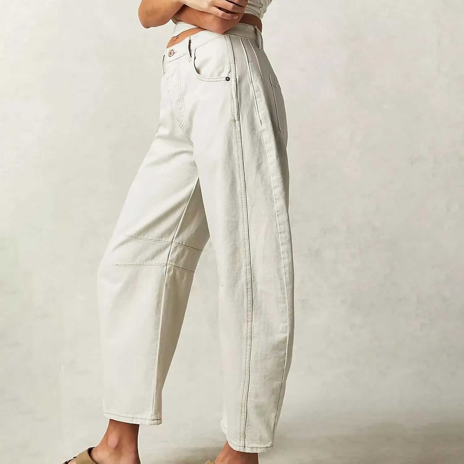 Women's Wide Leg High Waisted Stretchy Straight Leg Jeans Baggy Loose Trendy Denim Pants