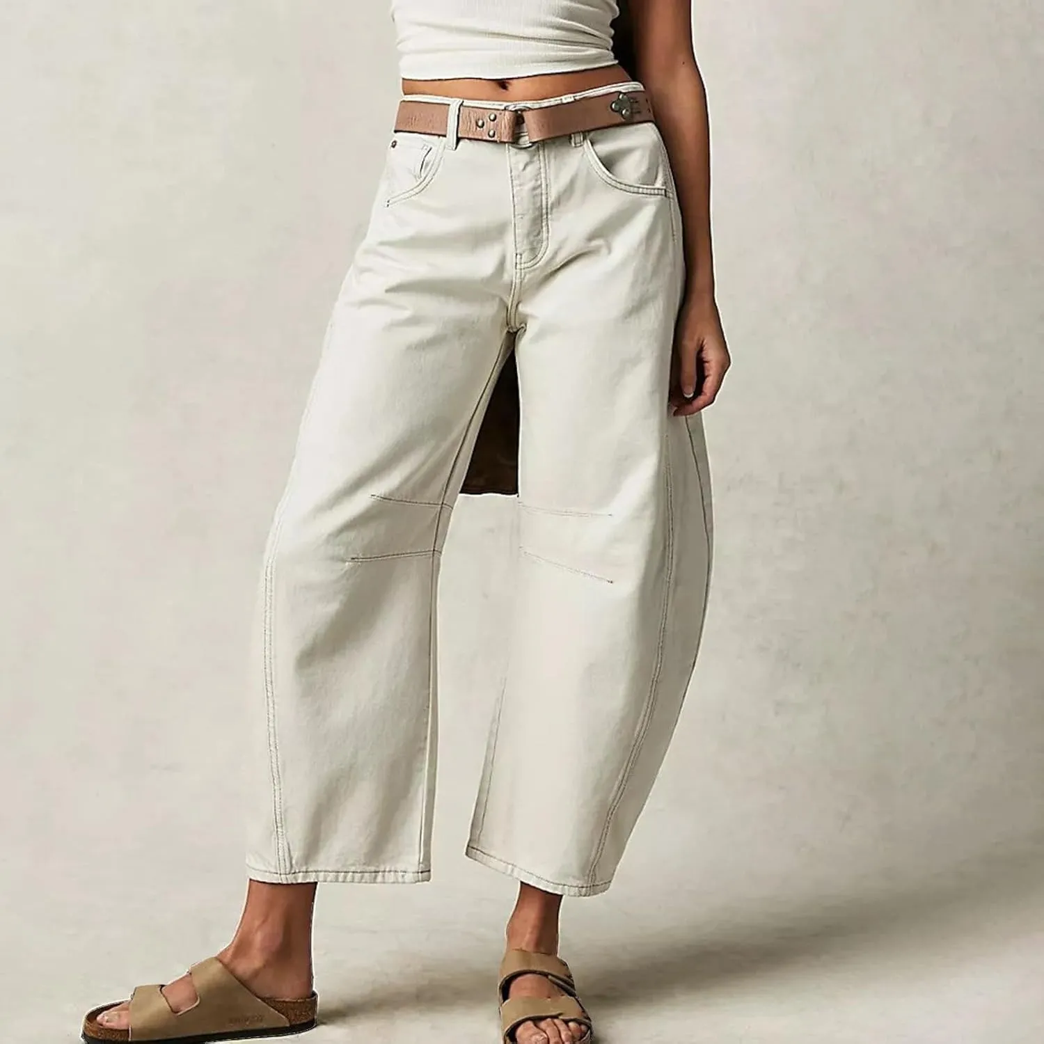 Women's Wide Leg High Waisted Stretchy Straight Leg Jeans Baggy Loose Trendy Denim Pants