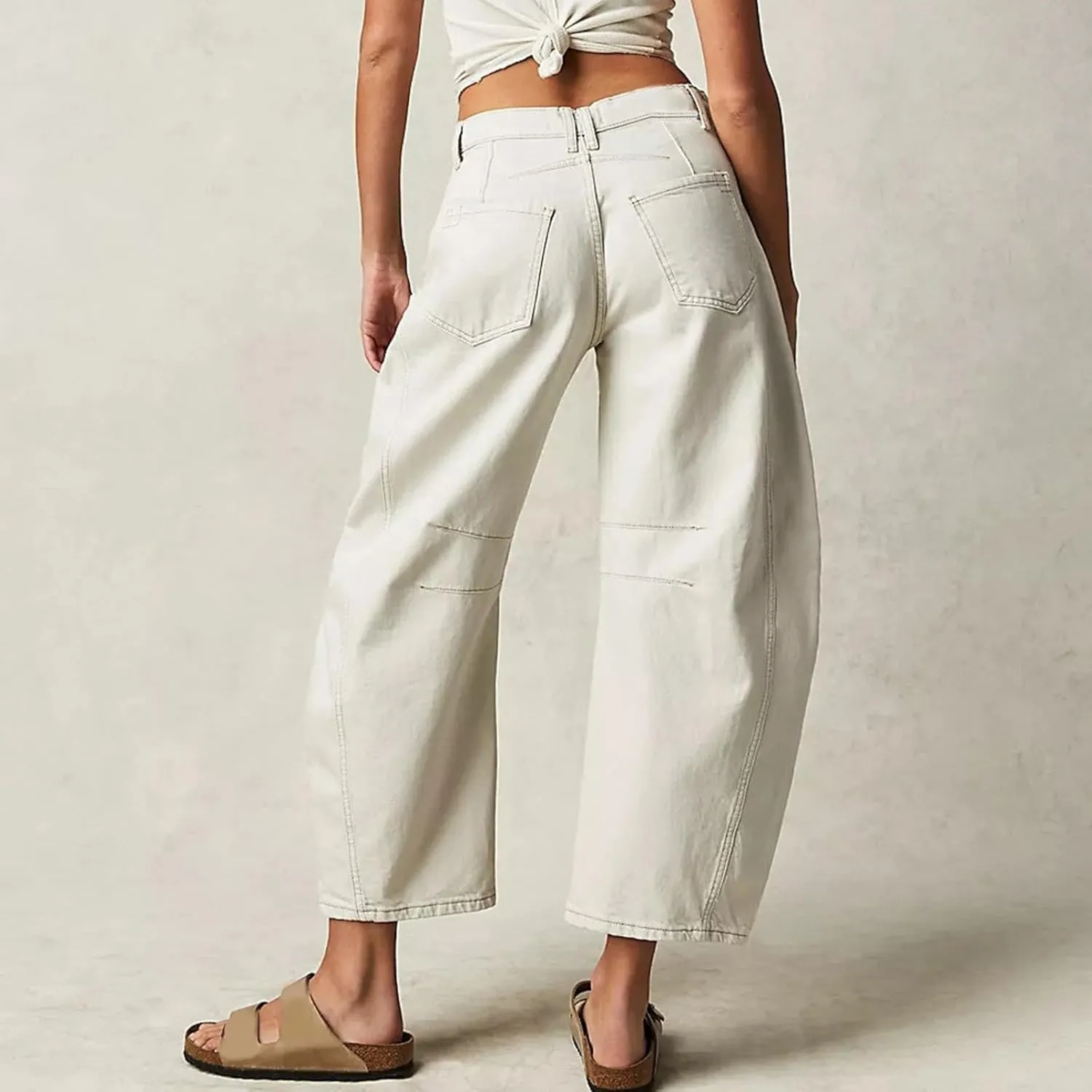 Women's Wide Leg High Waisted Stretchy Straight Leg Jeans Baggy Loose Trendy Denim Pants