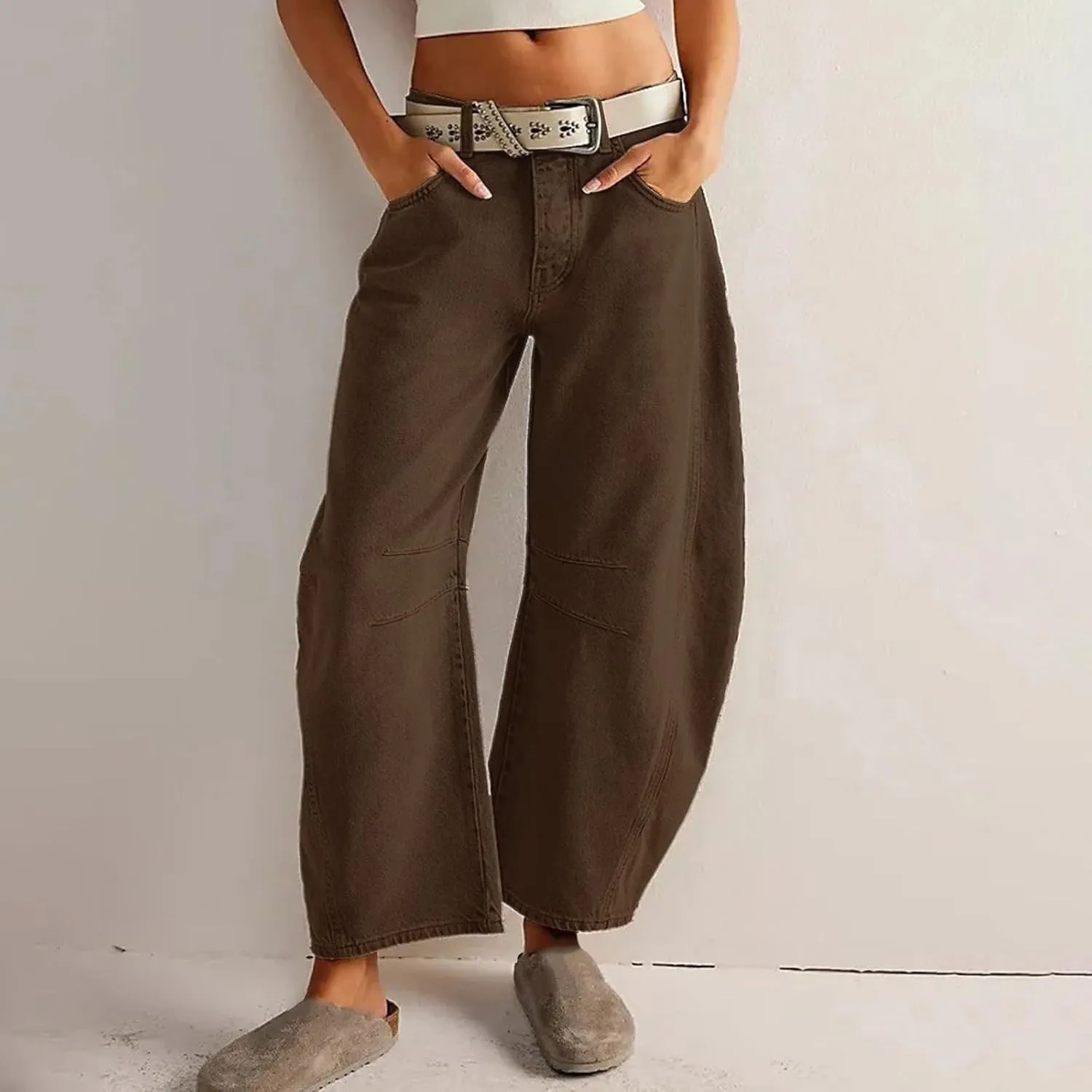 Women's Wide Leg High Waisted Stretchy Straight Leg Jeans Baggy Loose Trendy Denim Pants