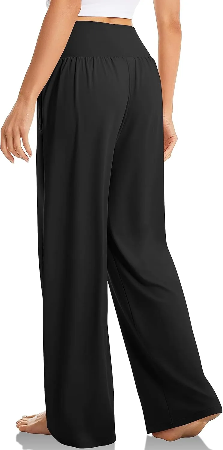 Womens Yoga Sweatpants Crossover High Waisted Casual Loose Sweatpants Comfy Straight Leg Athletic Pants with Pockets