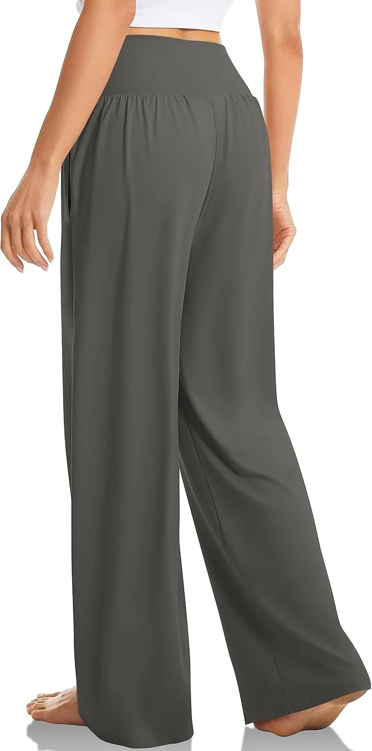 Womens Yoga Sweatpants Crossover High Waisted Casual Loose Sweatpants Comfy Straight Leg Athletic Pants with Pockets