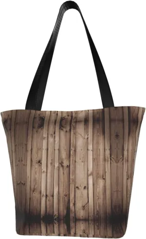 Wood Grain Print Multifunctional Tote Daypacks for Women Work Travel Shopping Handbags Shoulder Bag