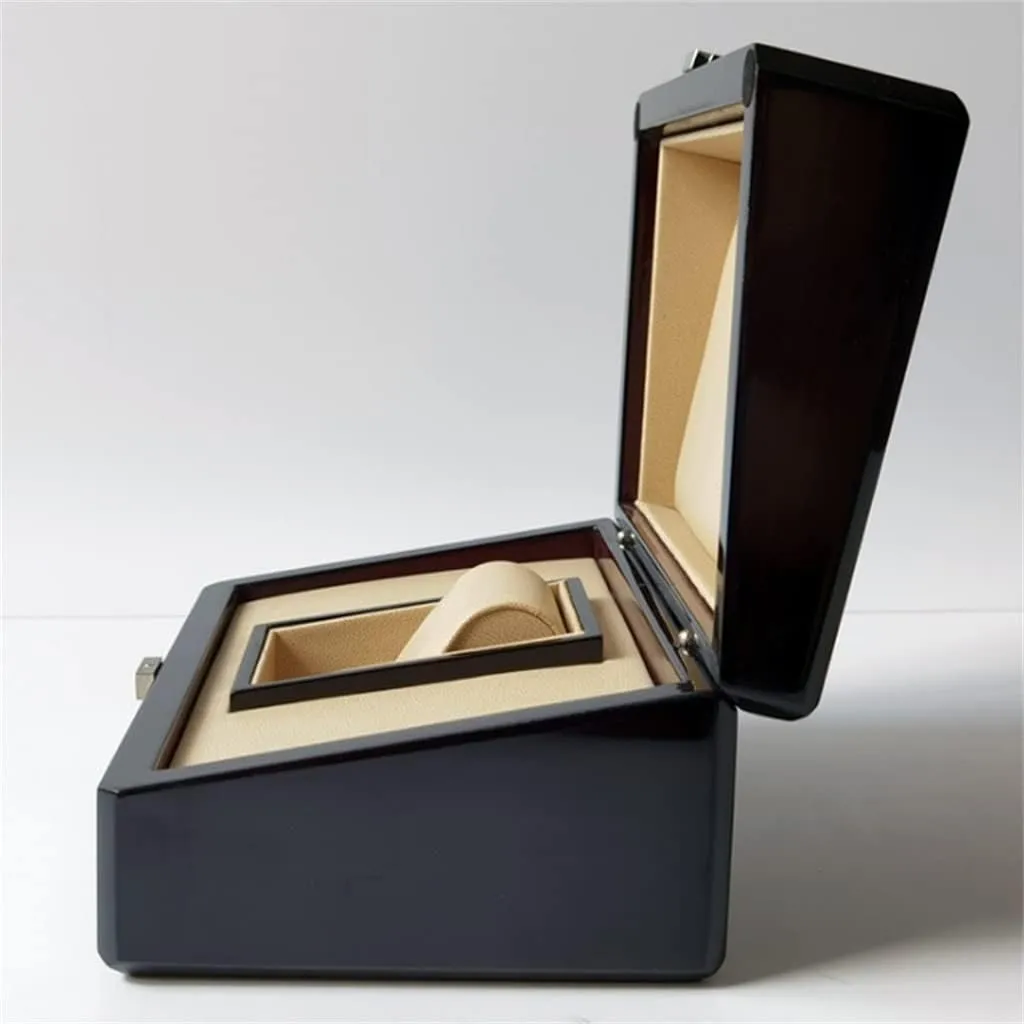 Wooden Watch Box Single Gird Whit Tote bag book Card Tags And Papers In English Booklet Jewelr box