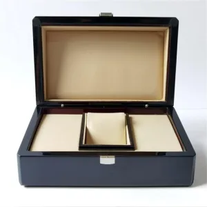 Wooden Watch Box Single Gird Whit Tote bag book Card Tags And Papers In English Booklet Jewelr box