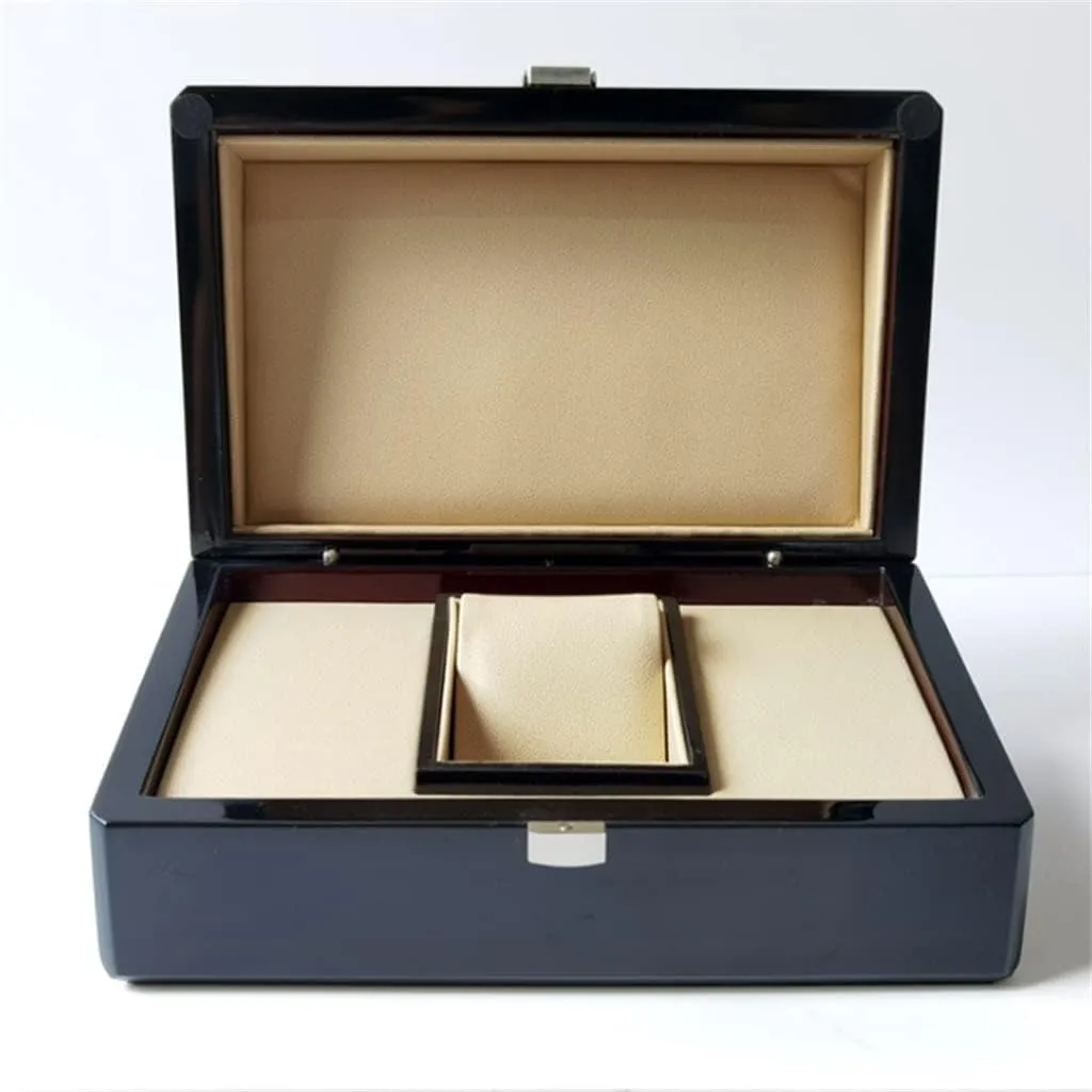 Wooden Watch Box Single Gird Whit Tote bag book Card Tags And Papers In English Booklet Jewelr box