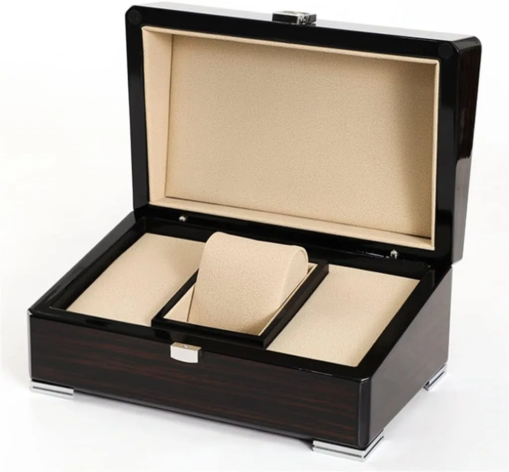 Wooden Watch Box Single Gird Whit Tote bag book Card Tags And Papers In English Booklet Jewelr box