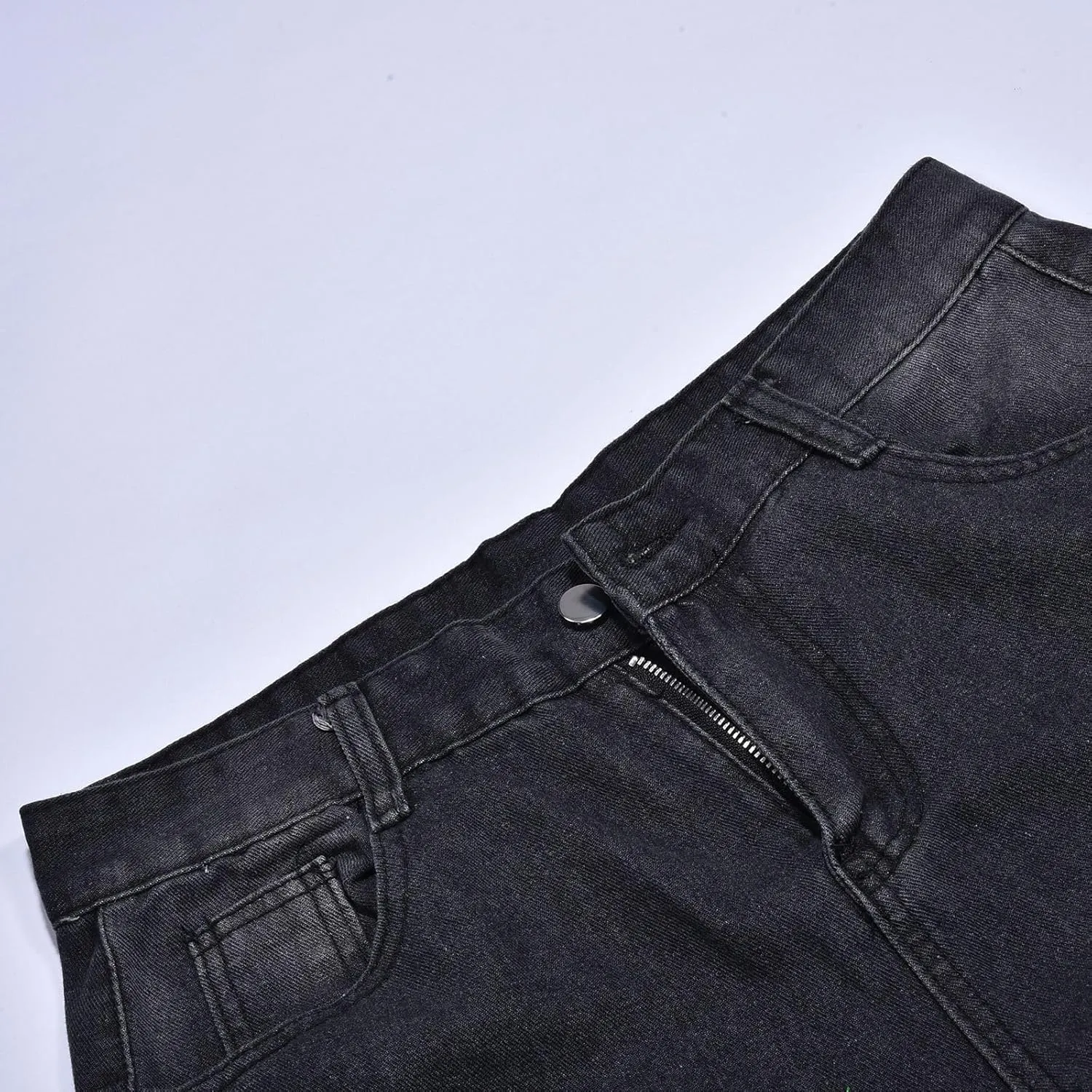 Work Long Trousers Jeans Pants Pocket Drawstring Waist Solid Color Slim Toe Jeans Taper Jean Men's Straight Fit