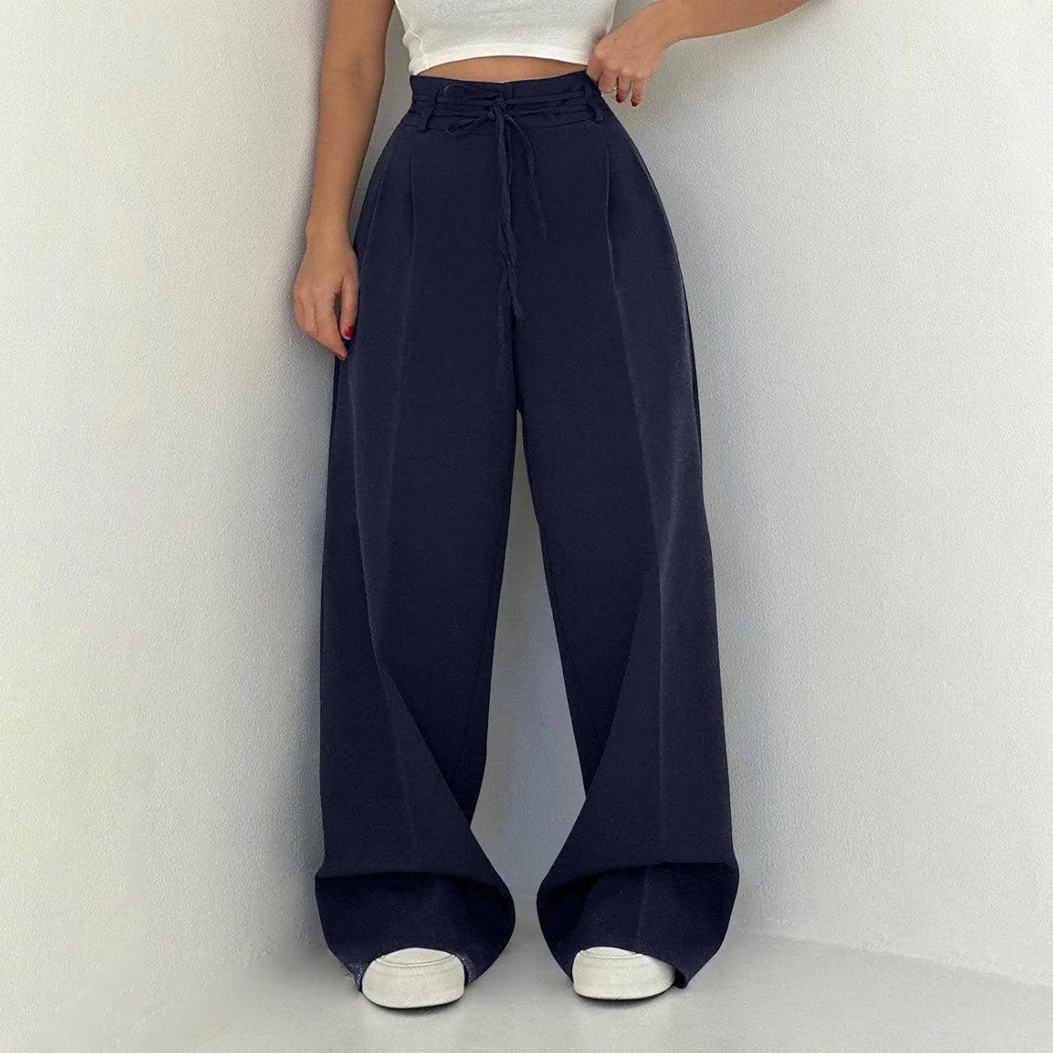 Work Pants Women High Waisted Stretch Wide Leg Dress Slacks Business Casual Suit Trousers Tummy Control Office Bottom
