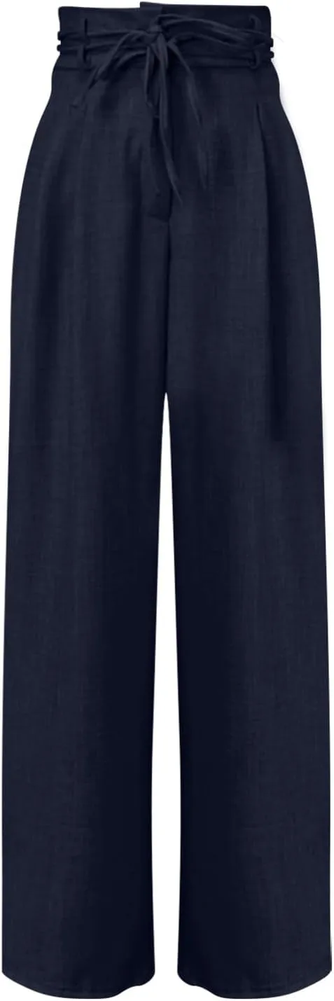 Work Pants Women High Waisted Stretch Wide Leg Dress Slacks Business Casual Suit Trousers Tummy Control Office Bottom