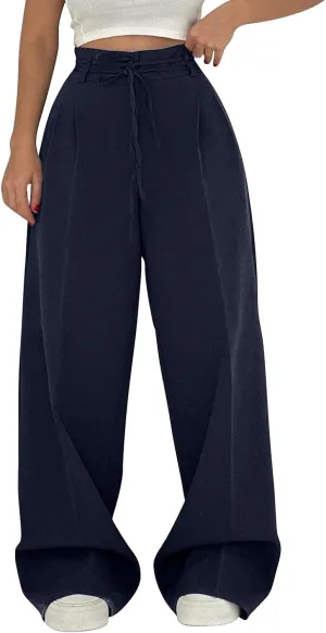 Work Pants Women High Waisted Stretch Wide Leg Dress Slacks Business Casual Suit Trousers Tummy Control Office Bottom