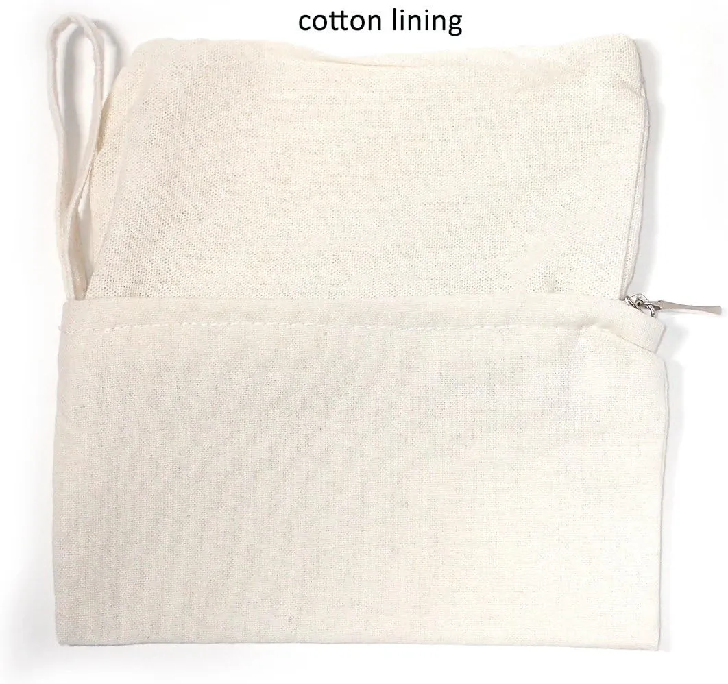 Wristlet Cotton Canvas Zipper Cosmetic Bag Makeup Bags Tool Organizer with Cotton Lining, 5.11"x7.48", White, Pack of 4