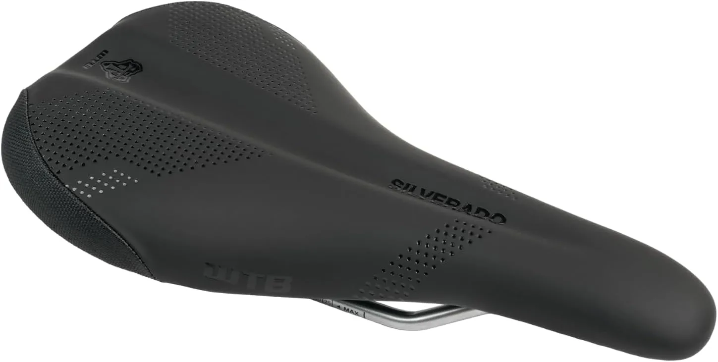 WTB Silverado 265 Medium Cromoly Black Saddle - Comfortable Thin Padding, Contoured Shape with a Flex-Tuned Shell - Lightweight MTB Saddle for Optimal Support & Performance