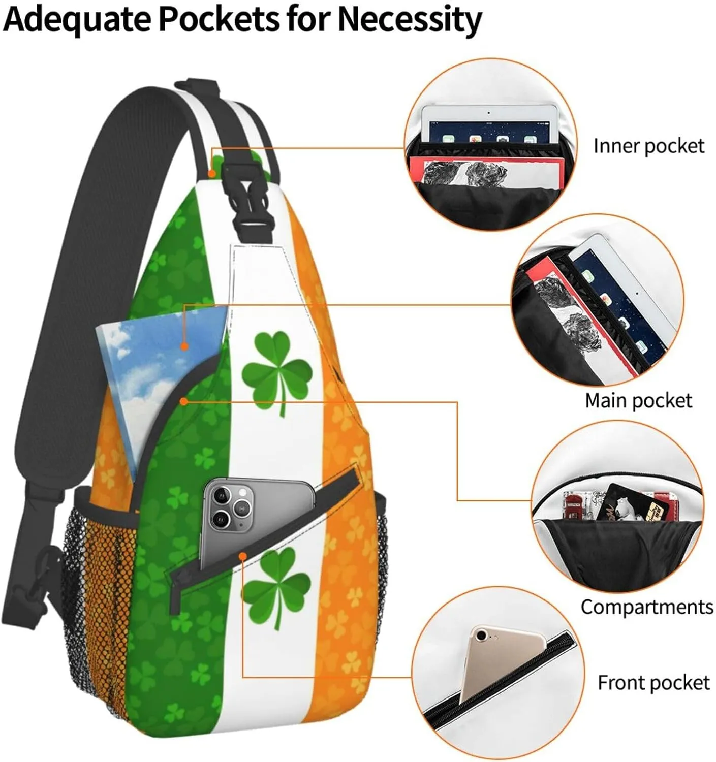 WURTON Sling Bag Llama Cactus Crossbody Backpack Shoulder Bag Casual Daypacks For Women Men Cycling Hiking Travel