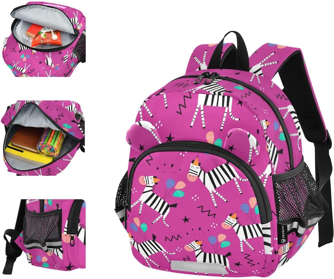 Wusikd Kids Backpack Cartoon Zebras Balloons Toddler Bags Colorful Schoolbag for Girls Boys Kindergarten Student S