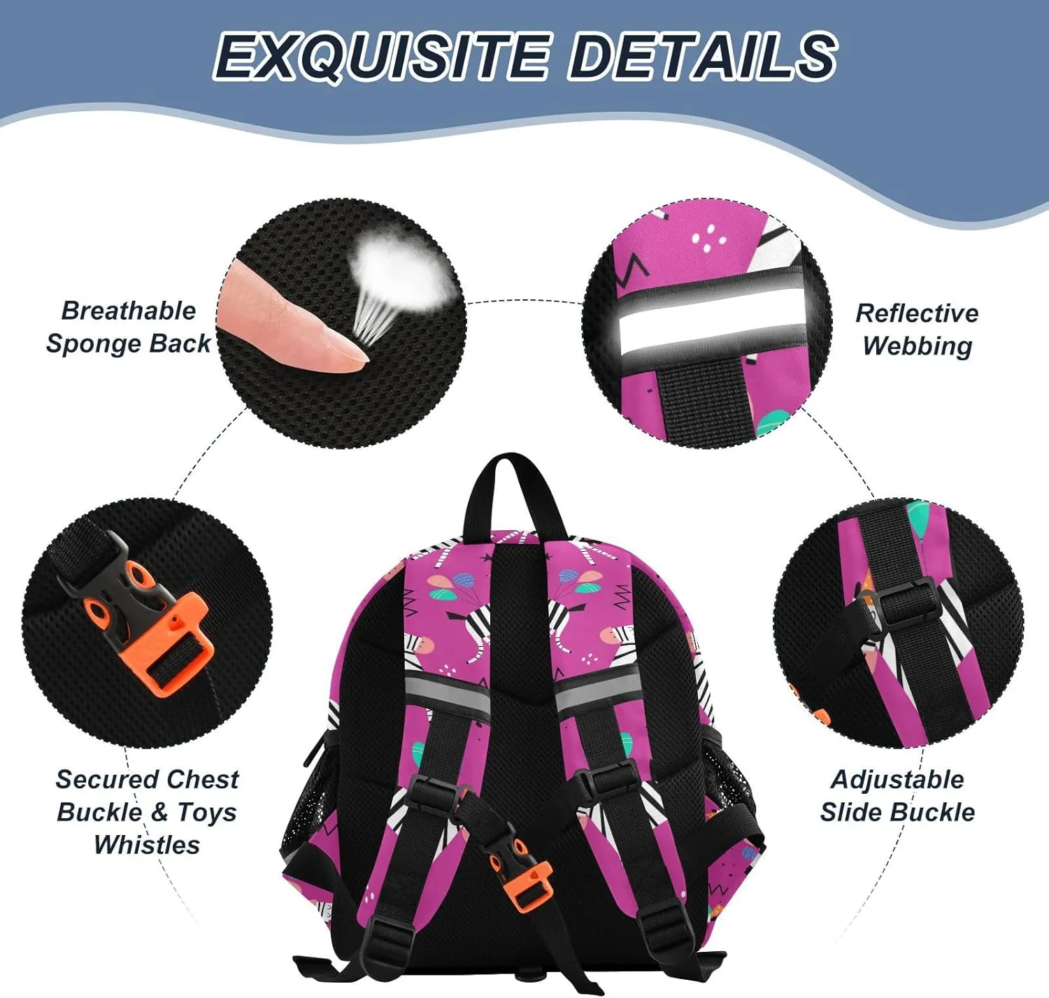 Wusikd Kids Backpack Cartoon Zebras Balloons Toddler Bags Colorful Schoolbag for Girls Boys Kindergarten Student S