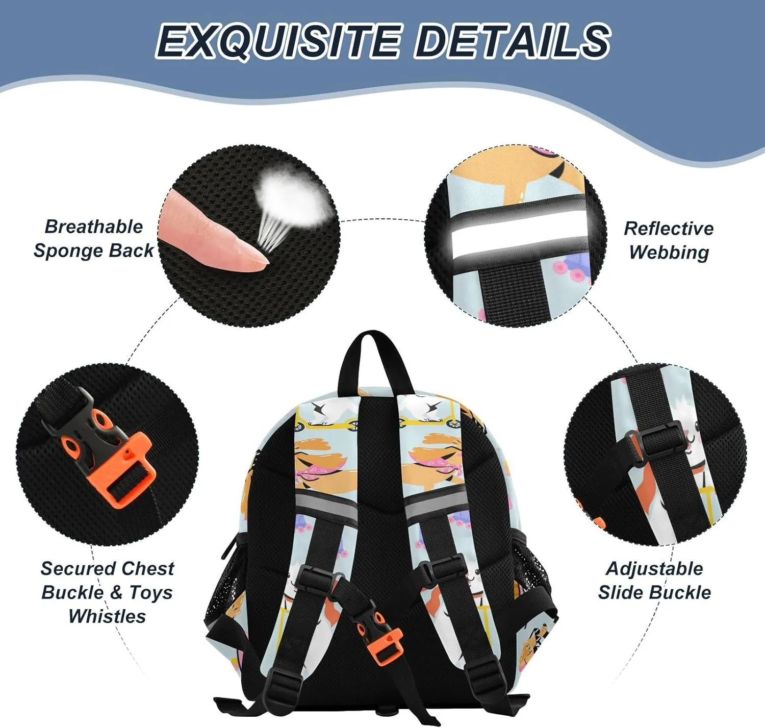 Wusikd Kids Backpack Funny Cat Dog Toddler Bags Skateboard Schoolbag for Girls Boys Kindergarten Student S