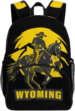 Wyoming Flag Backpack Print Laptop Bag Shoulder Bags Travel Casual Daypacks For Women Men