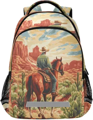 xigua Desert America Troops Cowboy Students Backpack,School Bookbag with Reflective Stripe,Waterproof Laptop Backpack for Children Outdoor Camping Travel Daypack Casual Bags244