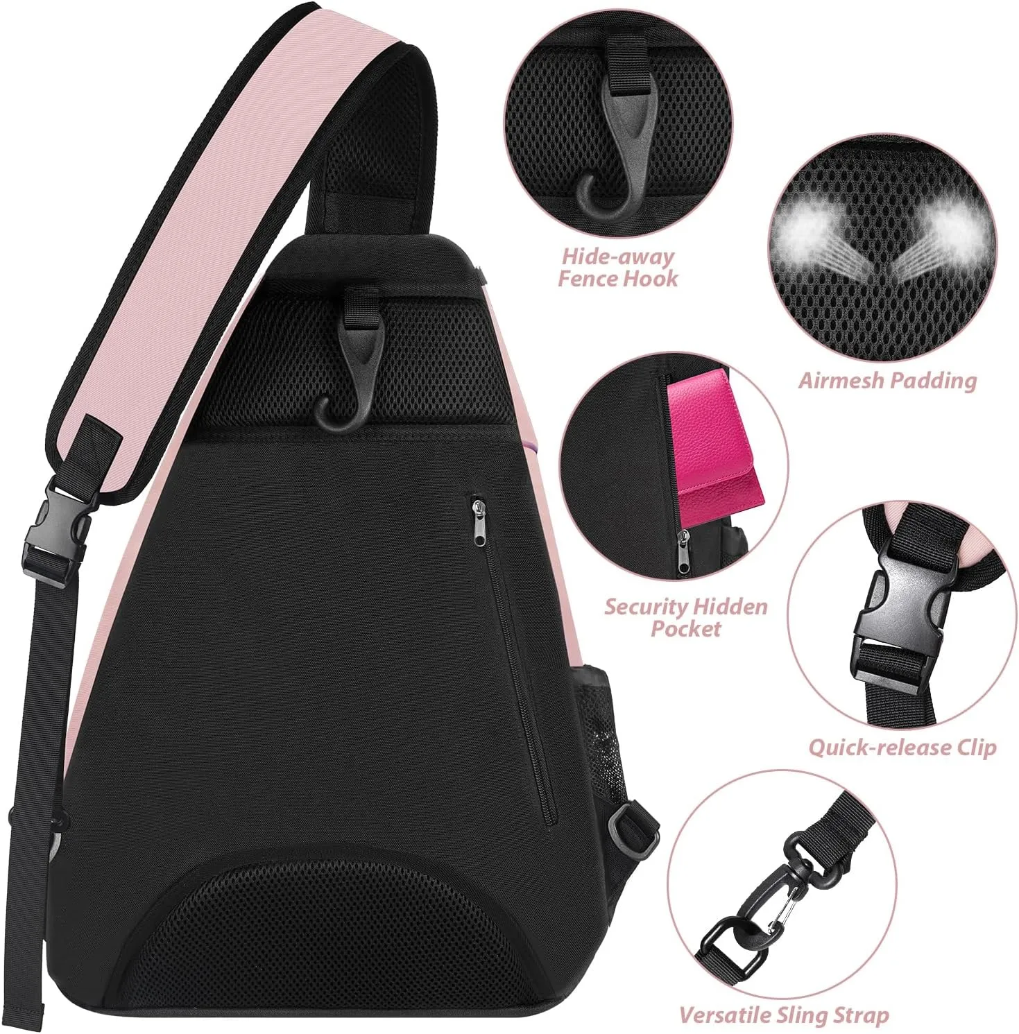 Ytonet Tennis Bag, Tennis Sling Backpack Crossbody Water Resistant for Men Women, Compatible for Pickleball Badminton Rackets