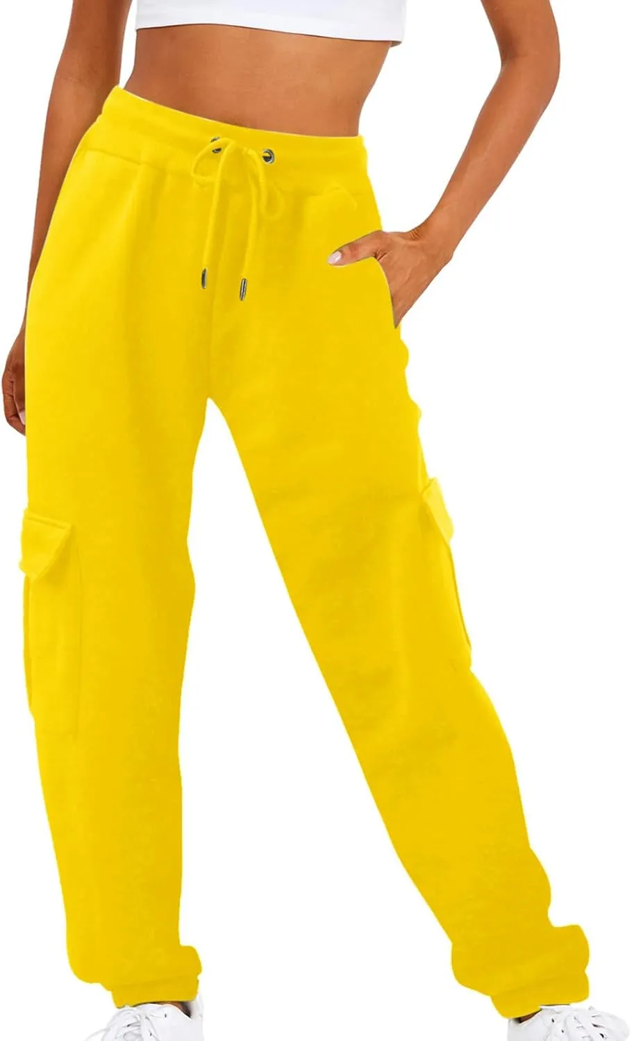 ZDRZK Womens Sweatpants Lace-Up Ankle Length Fleece Jogger Pants with Pockets Hiking Athletic Joggers Pants for Running