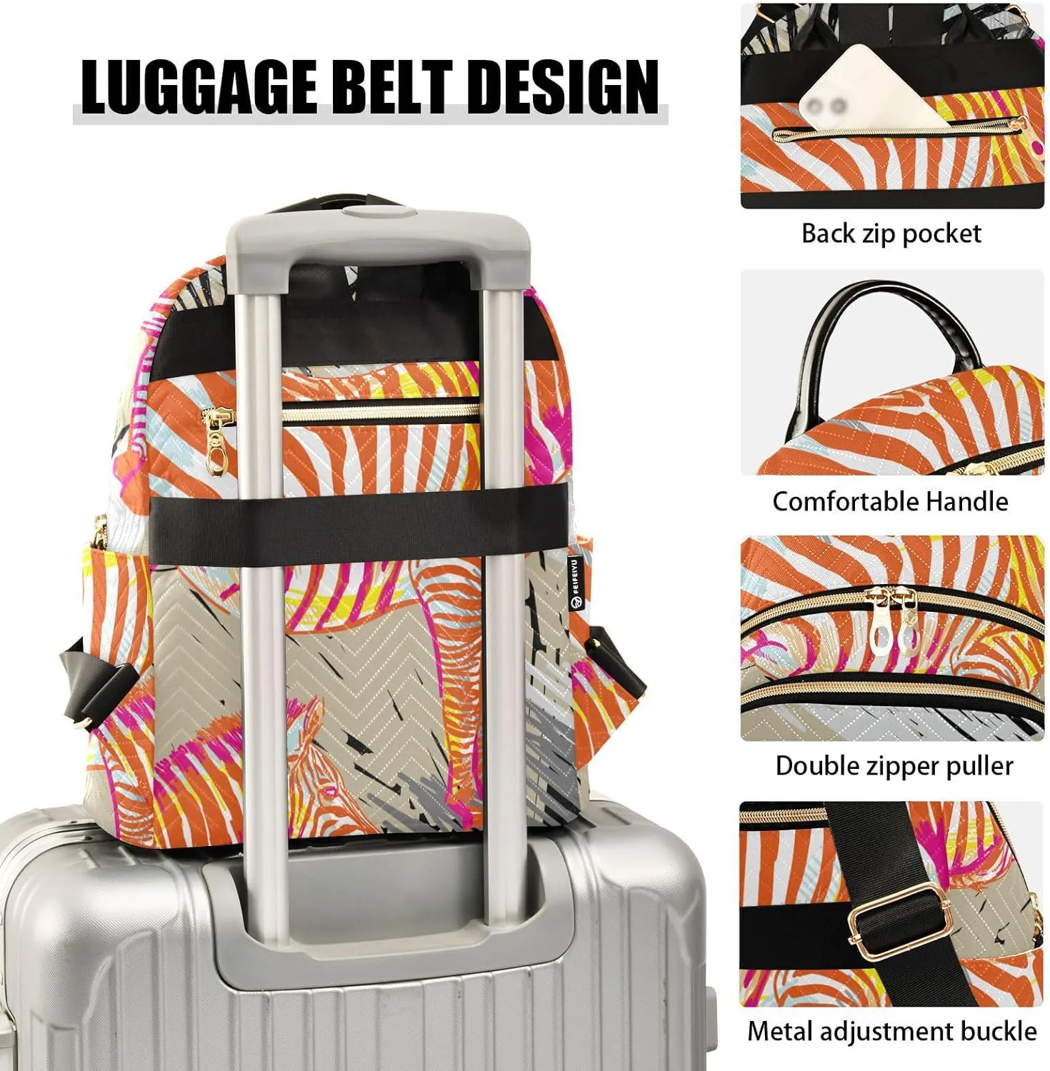 Zebra Print Trendy Backpack Purse for Women and Anti-theft Ladies Shoulder Travel Daypacks Bags(Small Pattren 1)