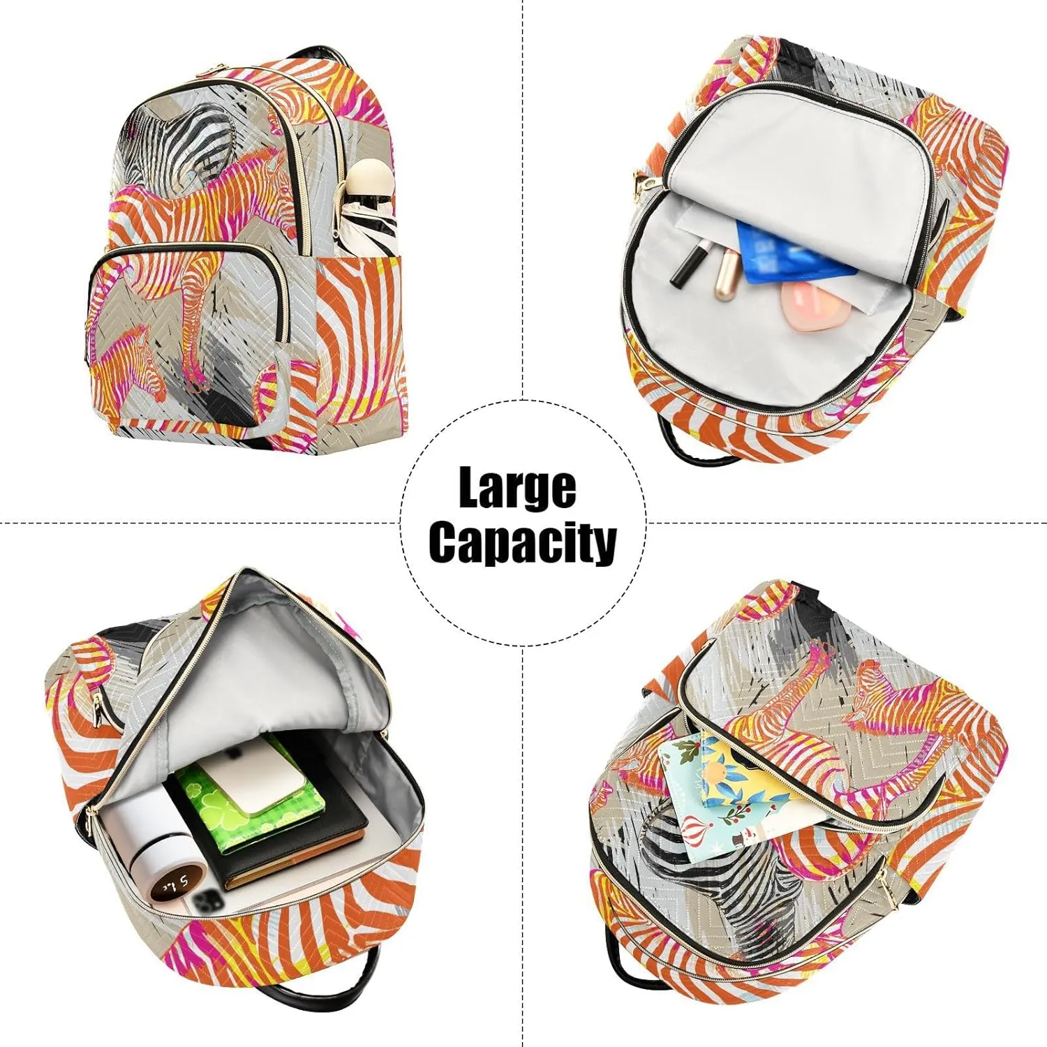 Zebra Print Trendy Backpack Purse for Women and Anti-theft Ladies Shoulder Travel Daypacks Bags(Small Pattren 1)