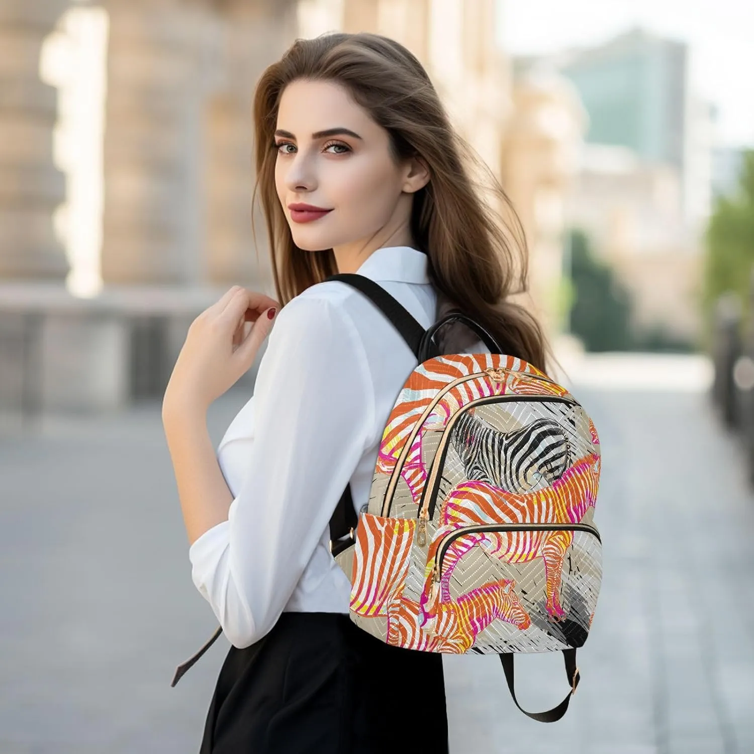 Zebra Print Trendy Backpack Purse for Women and Anti-theft Ladies Shoulder Travel Daypacks Bags(Small Pattren 1)