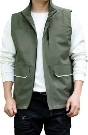 Zeiyignr Men's Golf Lightweight Photo Vest Travel Hunting Fishing Vest Sleeveless Outdoor Work Jacket with Multi Pockets