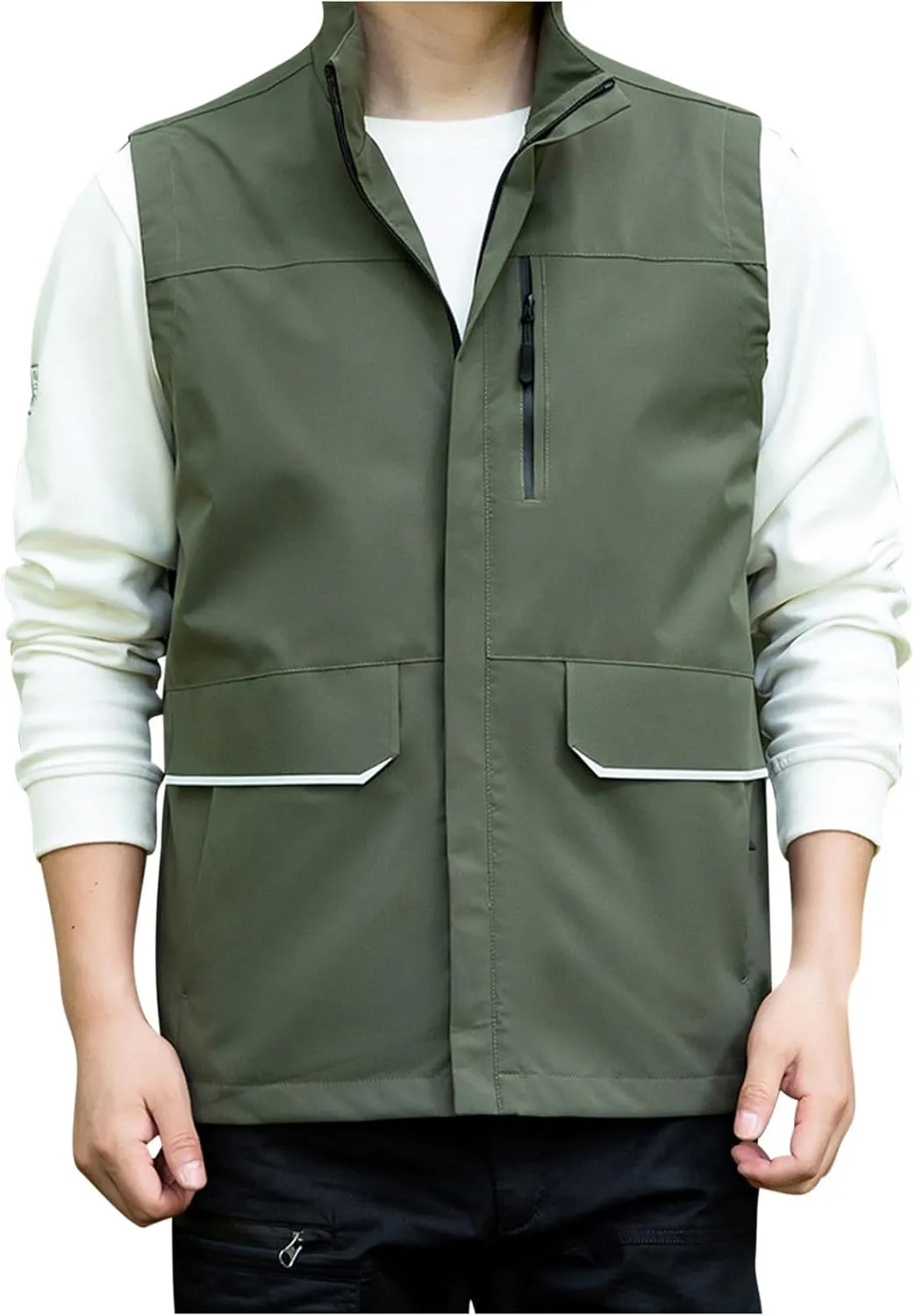 Zeiyignr Men's Golf Lightweight Photo Vest Travel Hunting Fishing Vest Sleeveless Outdoor Work Jacket with Multi Pockets