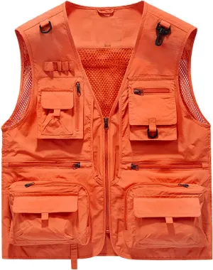 Zeiyignr Unisex Mesh Breathable Fishing Vest Multi-Pockets Photography Travel Hiking Waistcoat Jacket for Adult and Youth