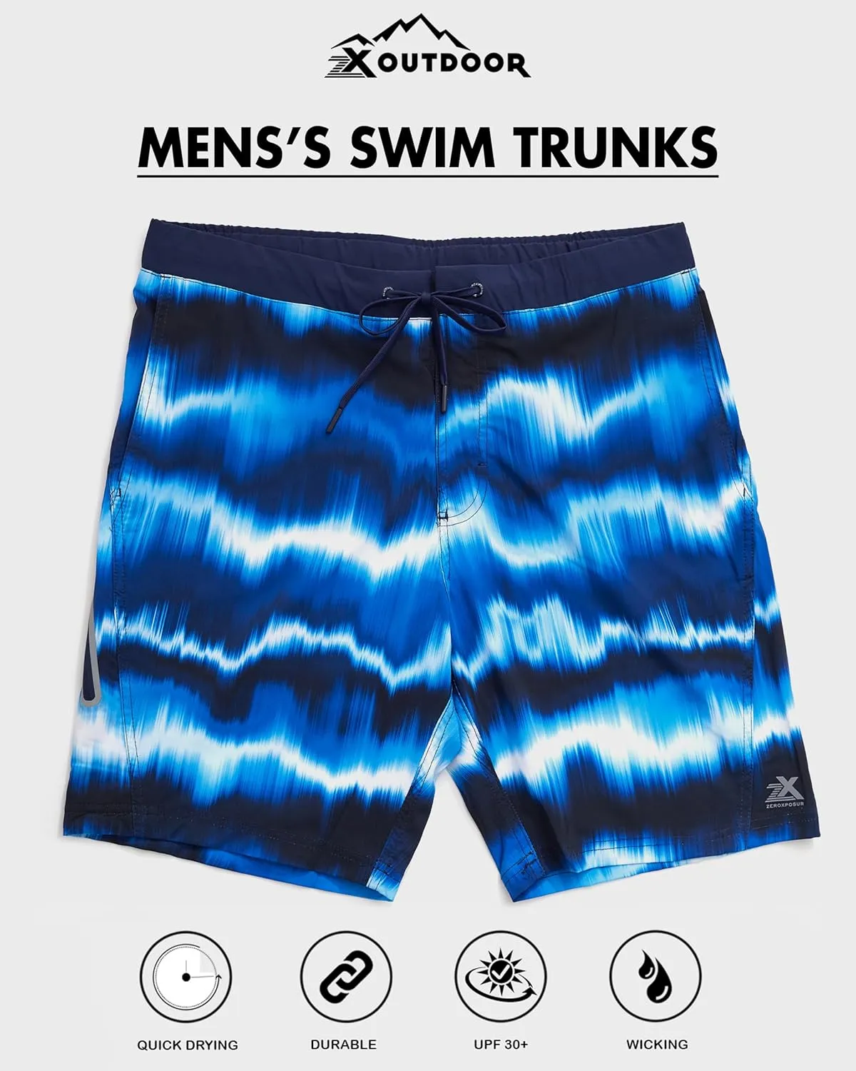 ZeroXposur Mens Swim Trunks with Liner 9" - Stretch Swim Shorts for Men - Swimming Trunks for Men