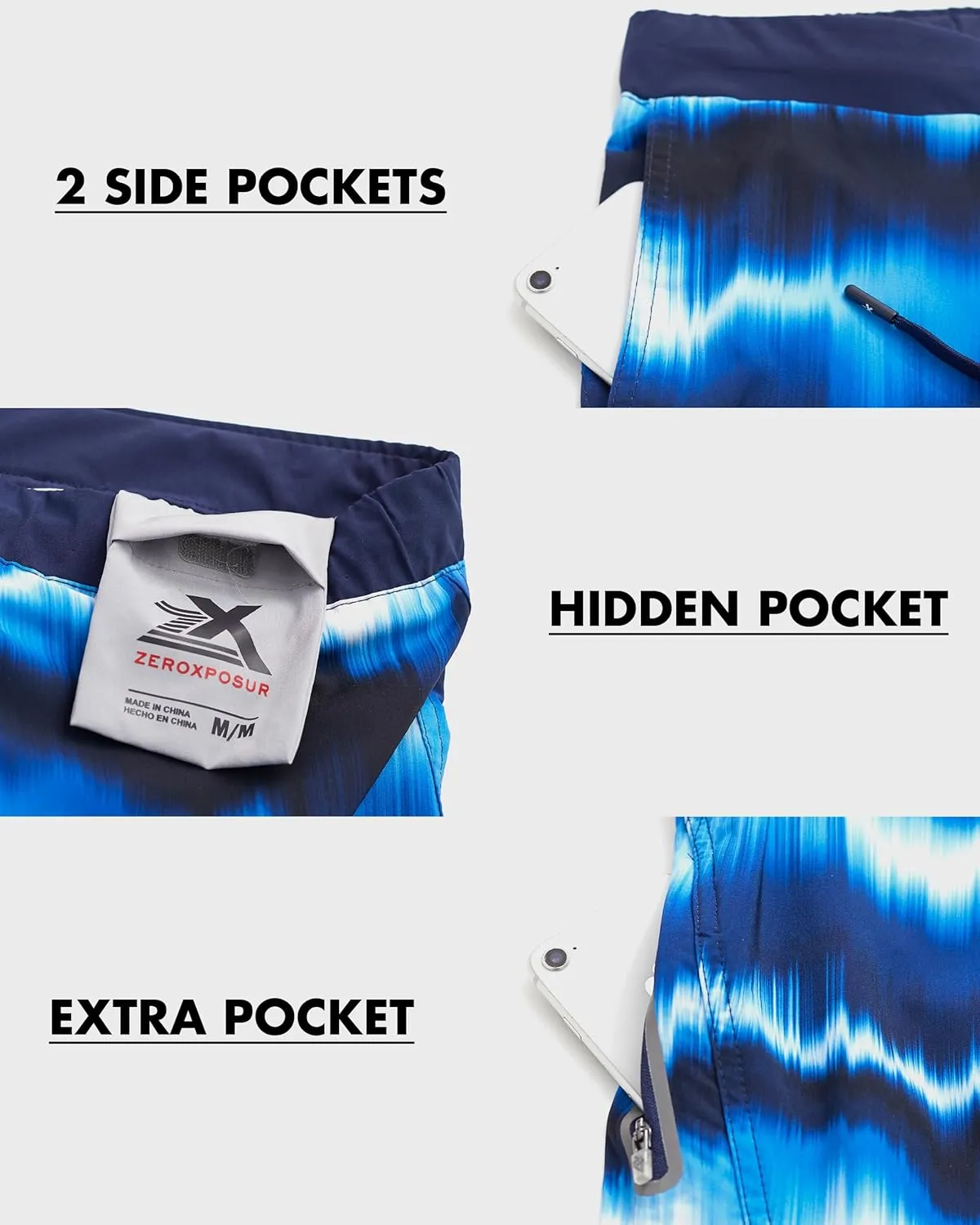 ZeroXposur Mens Swim Trunks with Liner 9" - Stretch Swim Shorts for Men - Swimming Trunks for Men